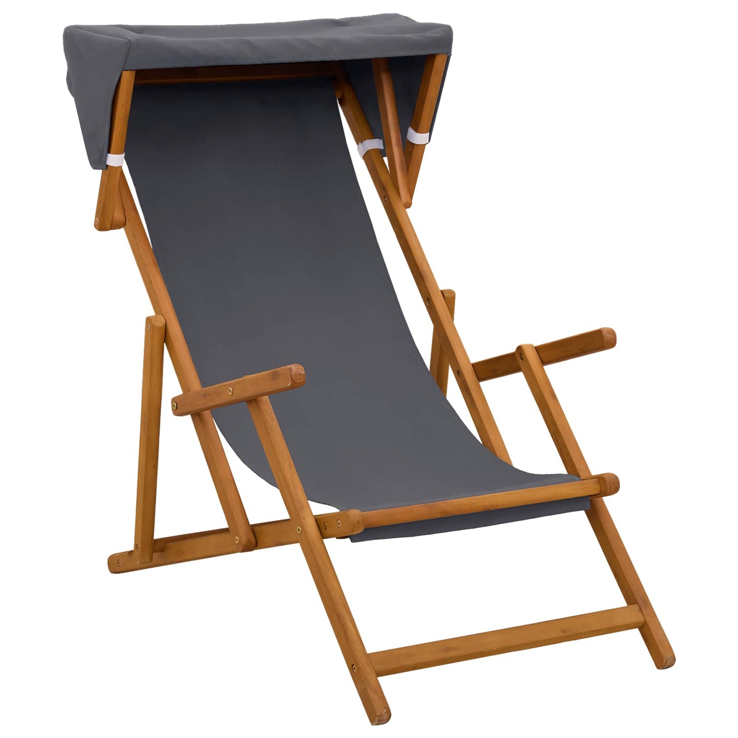 Deck Chair 2 pcs 3 Position Solid Eucalyptus Wood Grey