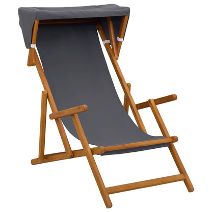 Deck Chair 2 pcs 3 Position Solid Eucalyptus Wood Grey