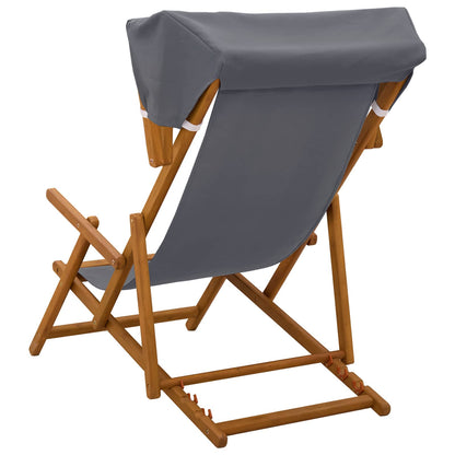 Deck Chair 2 pcs 3 Position Solid Eucalyptus Wood Grey