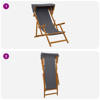 Deck Chair 2 pcs 3 Position Solid Eucalyptus Wood Grey