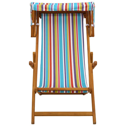 Deck Chair 2 pcs 3 Position Solid Eucalyptus Wood Multicolour