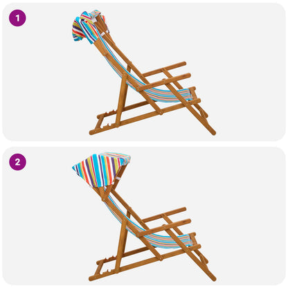 Deck Chair 2 pcs 3 Position Solid Eucalyptus Wood Multicolour