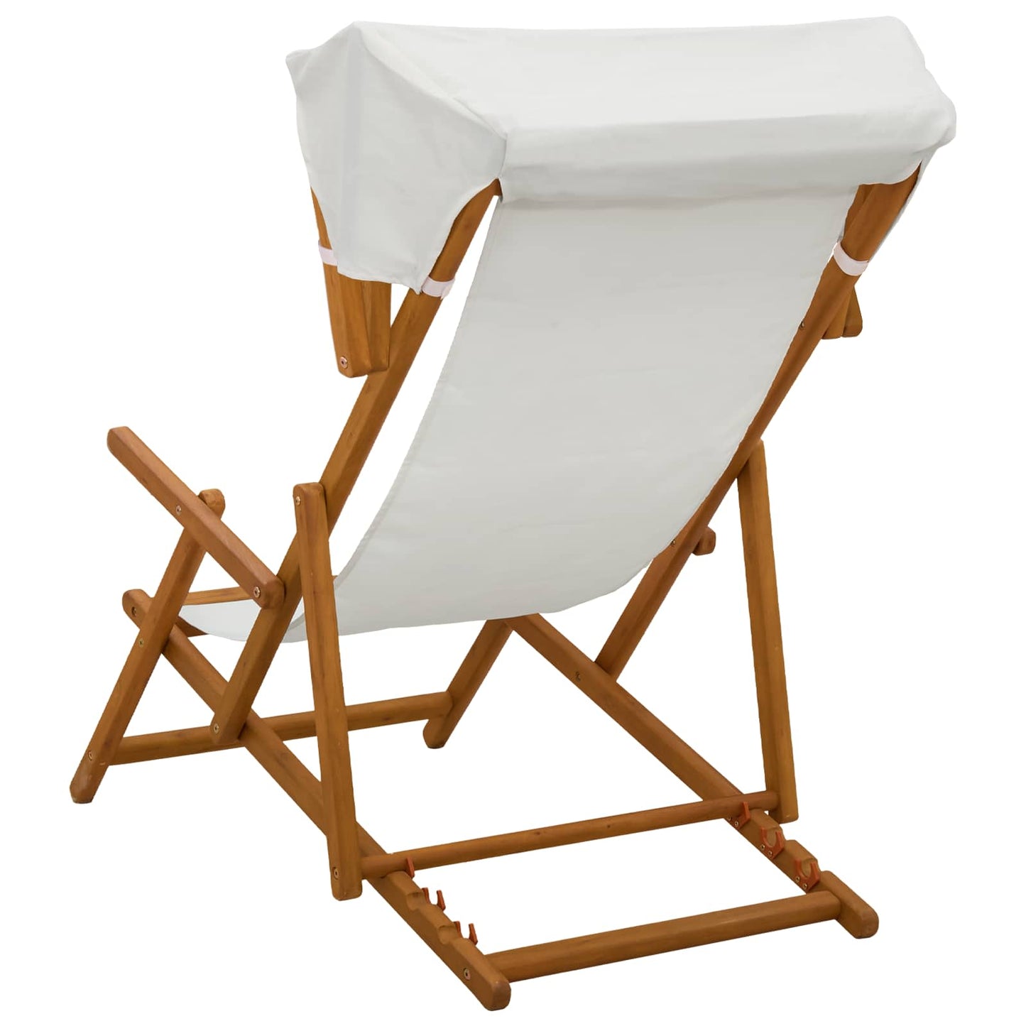 Deck Chair 2 pcs 3 Position Solid Eucalyptus Wood Cream