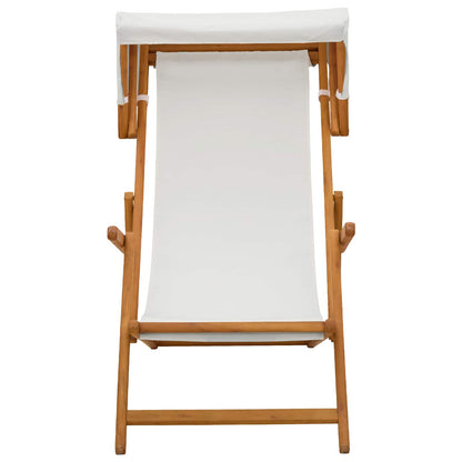 Deck Chair 2 pcs 3 Position Solid Eucalyptus Wood Cream