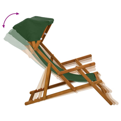 Deck Chair 2 pcs 3 Position Solid Eucalyptus Wood Green