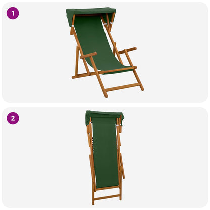 Deck Chair 2 pcs 3 Position Solid Eucalyptus Wood Green