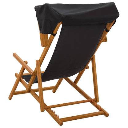 Deck Chair 2 pcs 3 Position Solid Eucalyptus Wood Black
