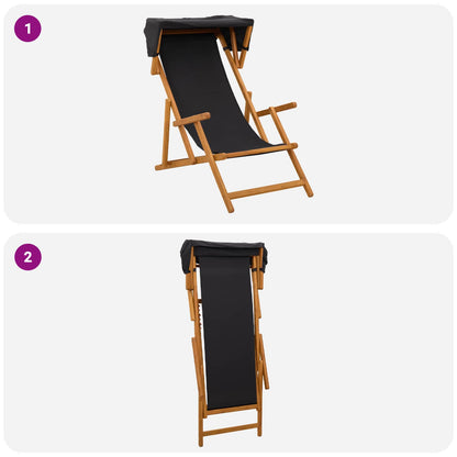 Deck Chair 2 pcs 3 Position Solid Eucalyptus Wood Black