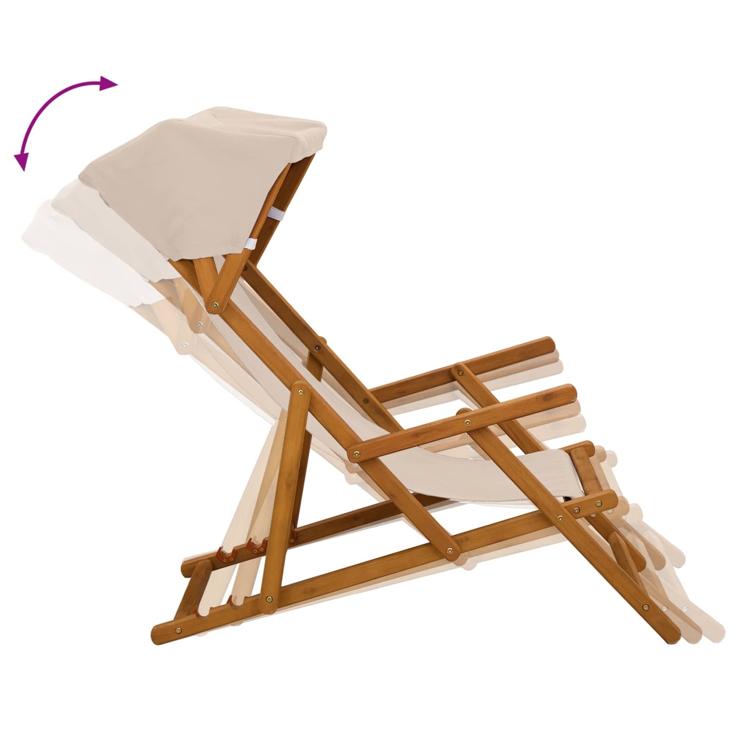 Deck Chair 2 pcs 3 Position Solid Eucalyptus Wood Beige