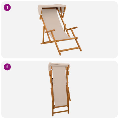 Deck Chair 2 pcs 3 Position Solid Eucalyptus Wood Beige
