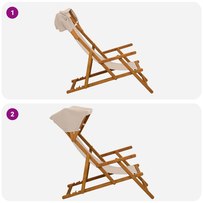 Deck Chair 2 pcs 3 Position Solid Eucalyptus Wood Beige