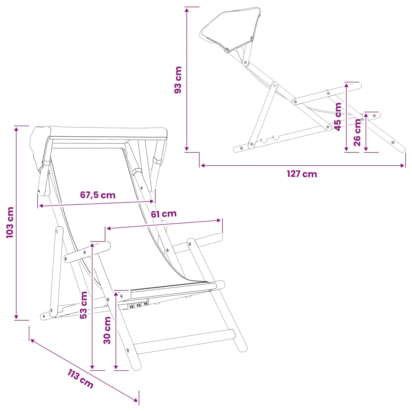 Deck Chair 2 pcs 3 Position Solid Eucalyptus Wood Beige