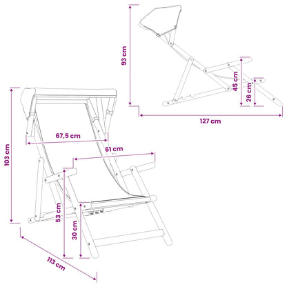 Deck Chair 2 pcs 3 Position Solid Eucalyptus Wood Beige