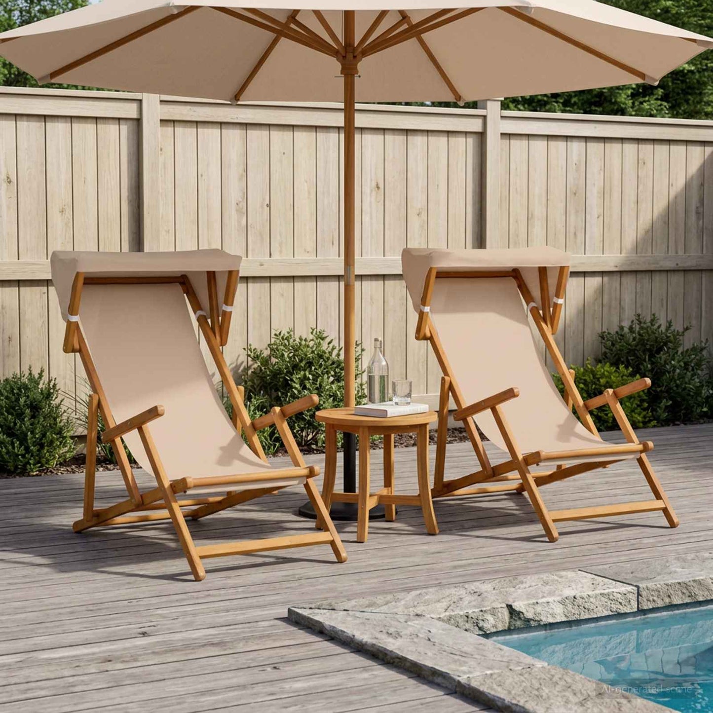 Deck Chair 2 pcs 3 Position Solid Eucalyptus Wood Taupe