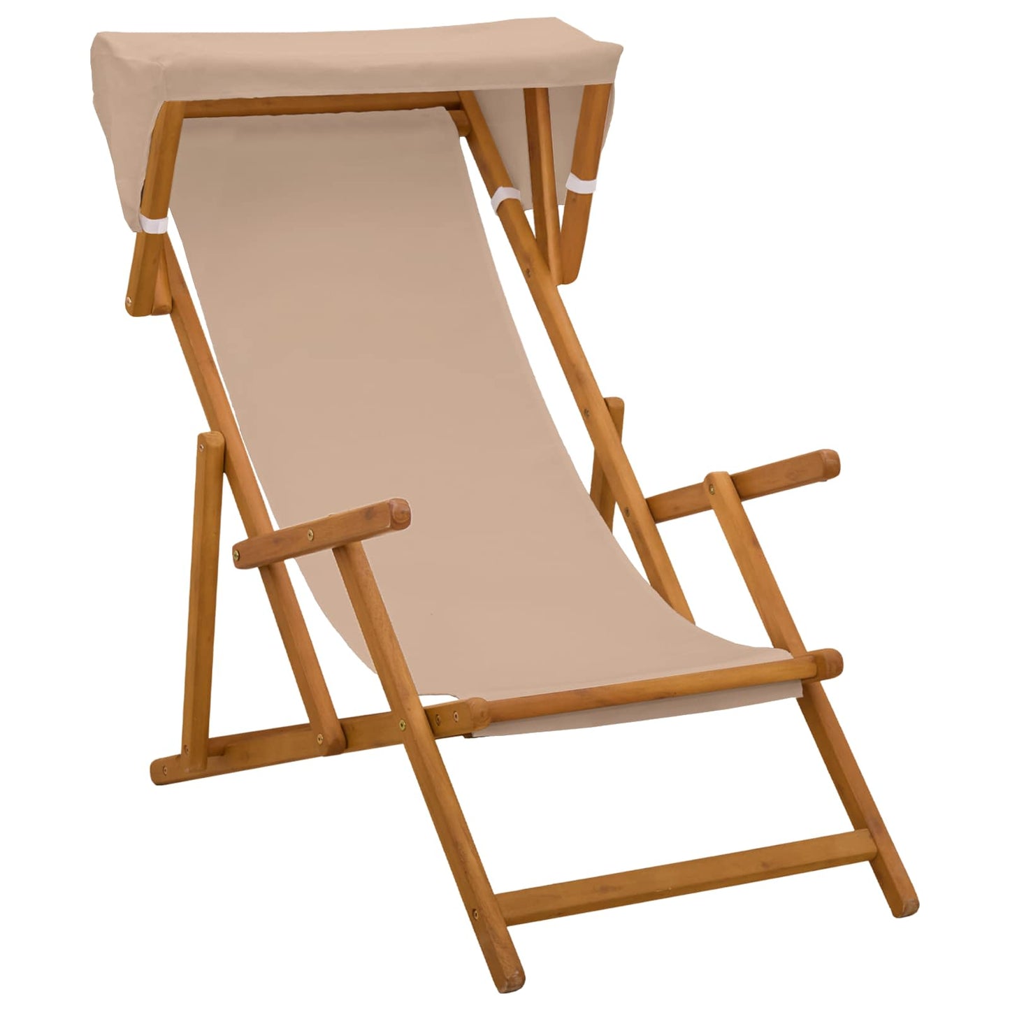 Deck Chair 2 pcs 3 Position Solid Eucalyptus Wood Taupe