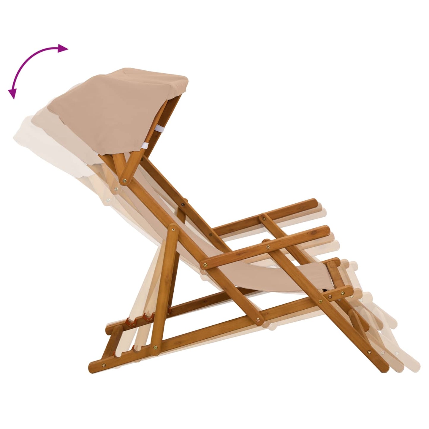 Deck Chair 2 pcs 3 Position Solid Eucalyptus Wood Taupe