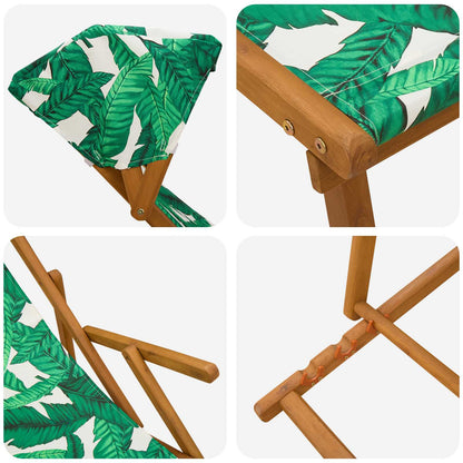 Deck Chair 2 pcs 3 Position Solid Eucalyptus Wood Leaf Pattern