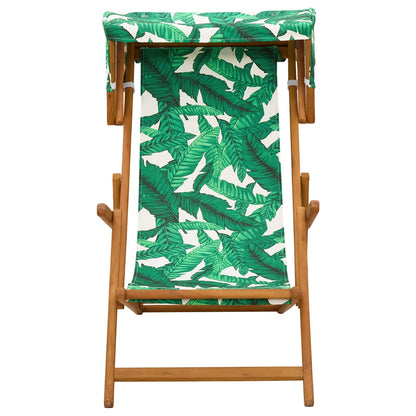 Deck Chair 2 pcs 3 Position Solid Eucalyptus Wood Leaf Pattern