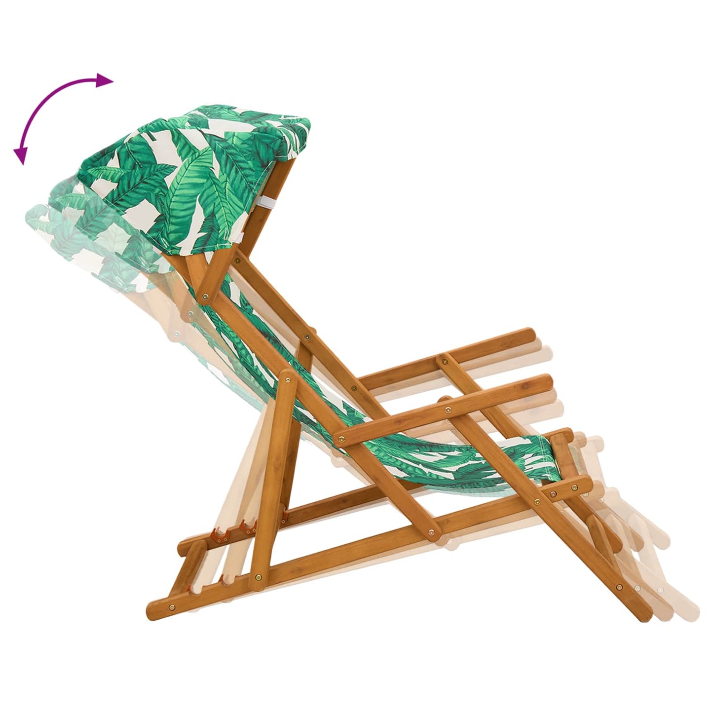 Deck Chair 2 pcs 3 Position Solid Eucalyptus Wood Leaf Pattern