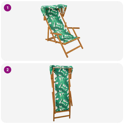 Deck Chair 2 pcs 3 Position Solid Eucalyptus Wood Leaf Pattern