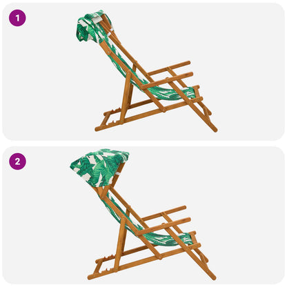 Deck Chair 2 pcs 3 Position Solid Eucalyptus Wood Leaf Pattern