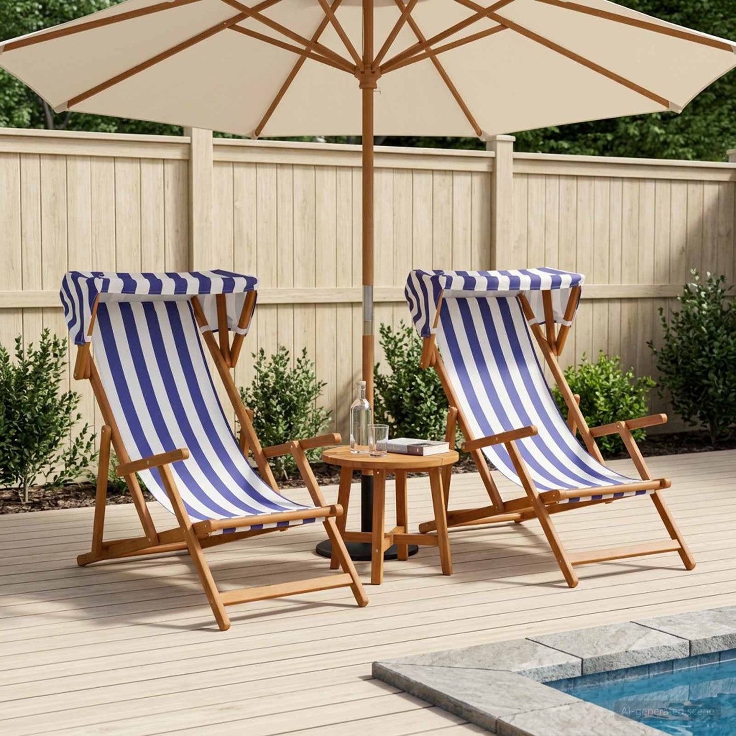 Deck Chair 2 pcs 3 Position Solid Eucalyptus Wood