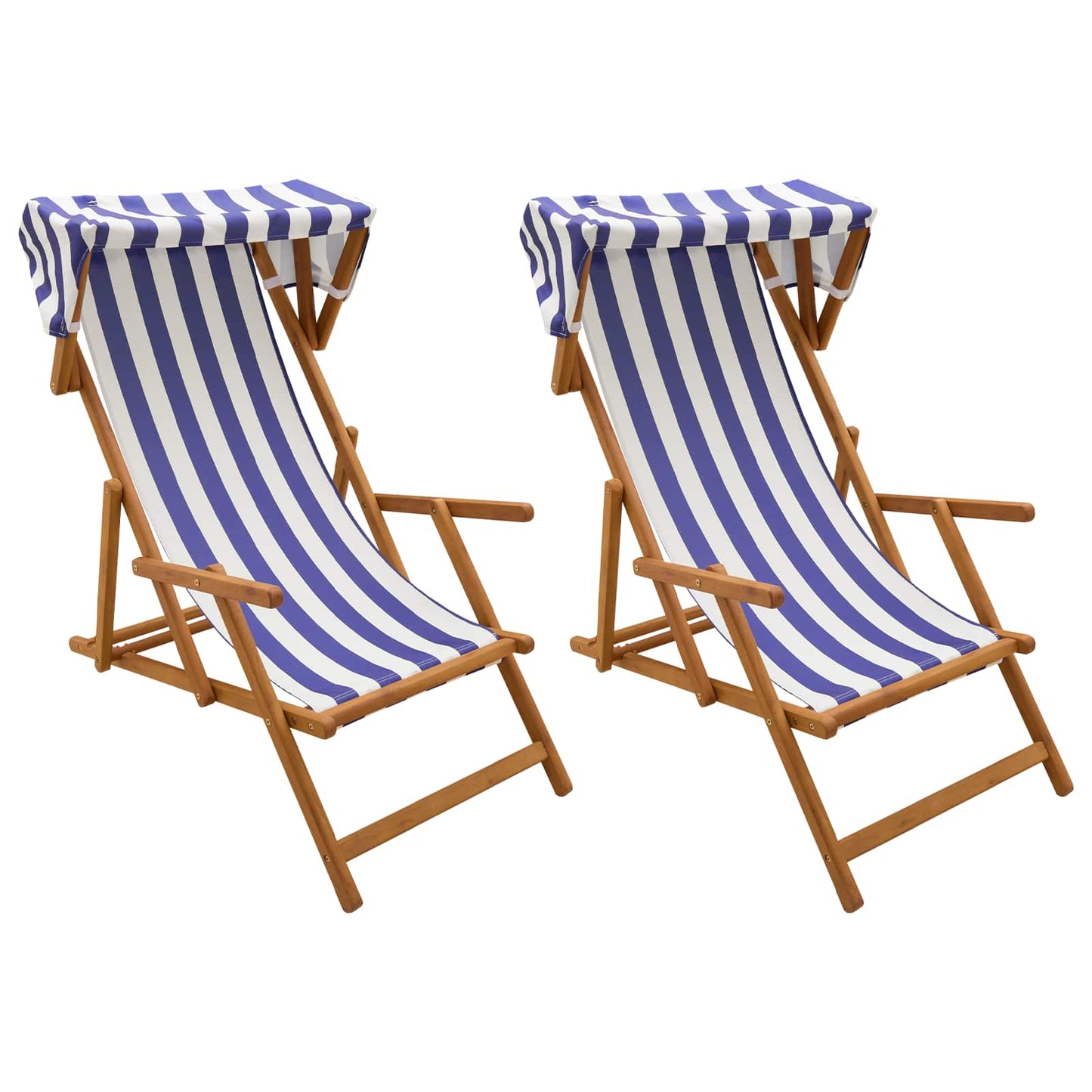 Deck Chair 2 pcs 3 Position Solid Eucalyptus Wood