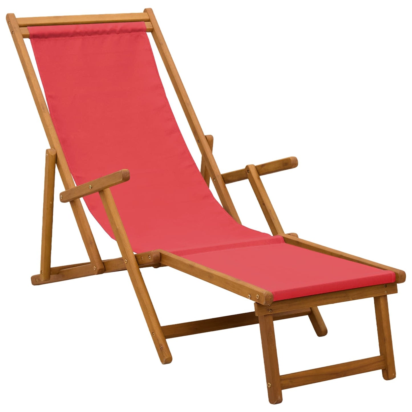 Folding Sun Lounger 2 pcs 3 Position Solid Eucalyptus Wood Red