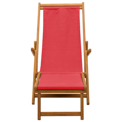 Folding Sun Lounger 2 pcs 3 Position Solid Eucalyptus Wood Red