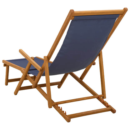 Folding Sun Lounger 2 pcs 3 Position Solid Eucalyptus Wood Blue