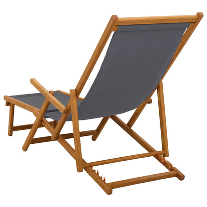Folding Sun Lounger 2 pcs 3 Position Solid Eucalyptus Wood Grey