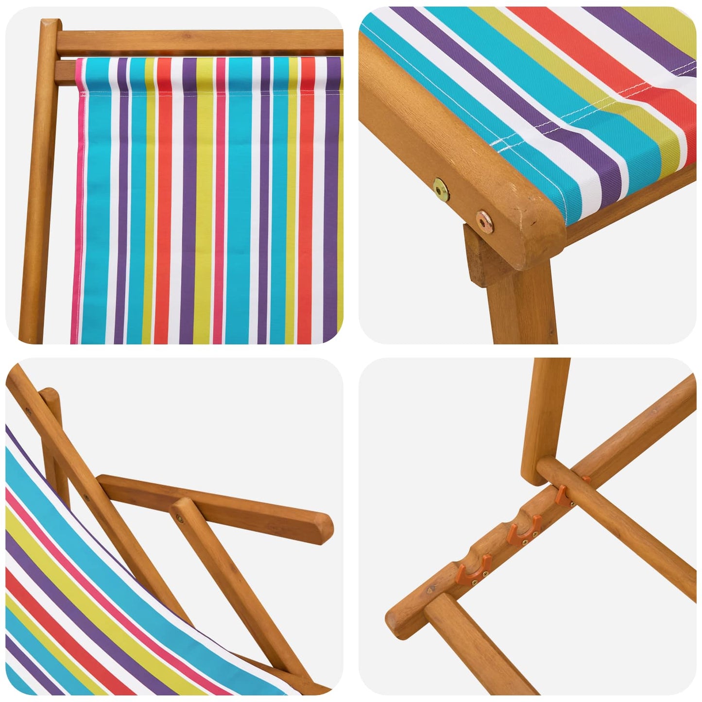 Folding Sun Lounger 2 pcs 3 Position Solid Eucalyptus Wood