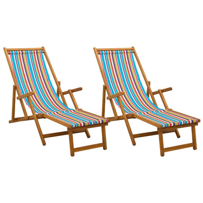 Folding Sun Lounger 2 pcs 3 Position Solid Eucalyptus Wood