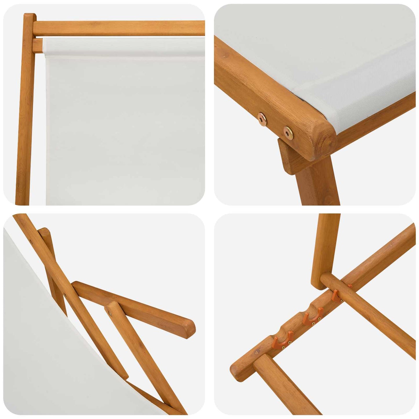 Folding Sun Lounger 2 pcs 3 Position Solid Eucalyptus Wood