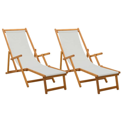Folding Sun Lounger 2 pcs 3 Position Solid Eucalyptus Wood