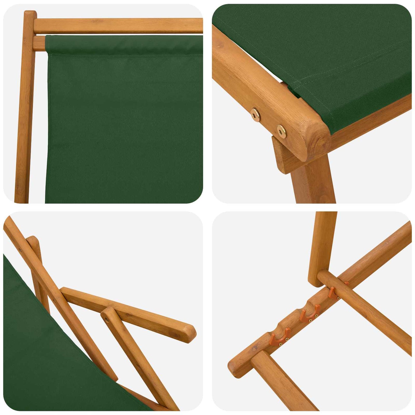 Folding Sun Lounger 2 pcs 3 Position Solid Eucalyptus Wood