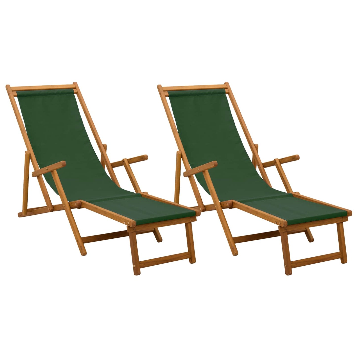Folding Sun Lounger 2 pcs 3 Position Solid Eucalyptus Wood