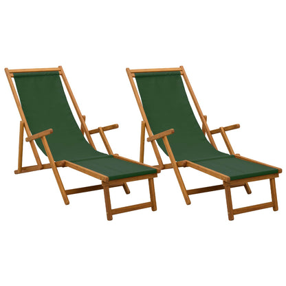 Folding Sun Lounger 2 pcs 3 Position Solid Eucalyptus Wood