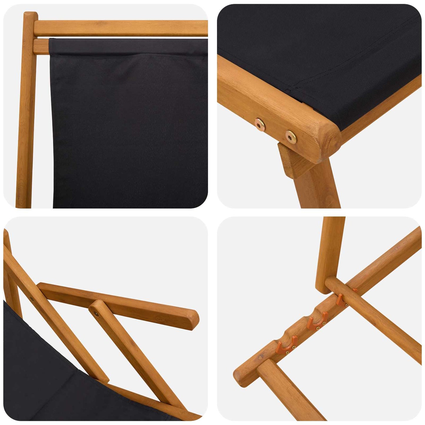 Folding Sun Lounger 2 pcs 3 Position Solid Eucalyptus Wood