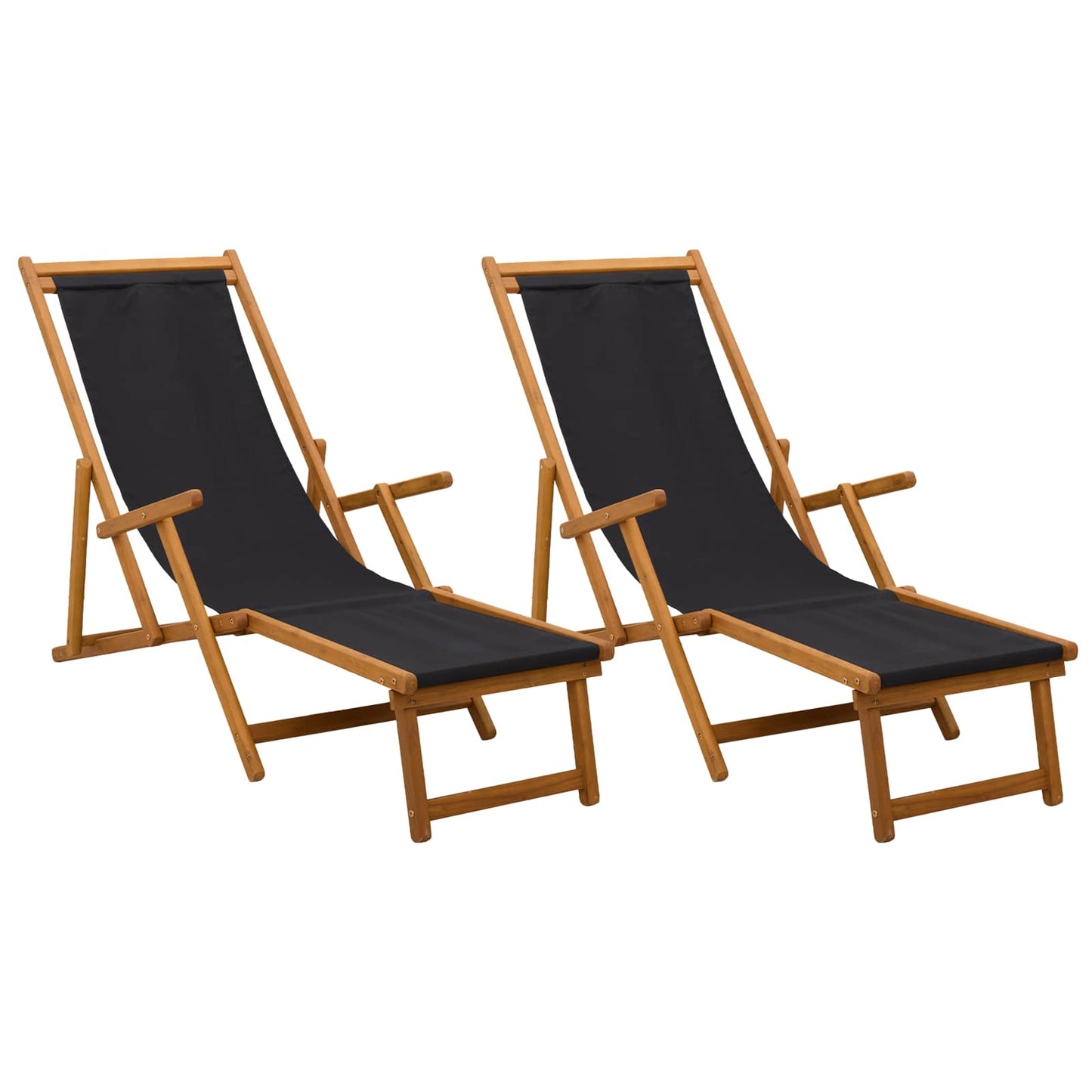 Folding Sun Lounger 2 pcs 3 Position Solid Eucalyptus Wood