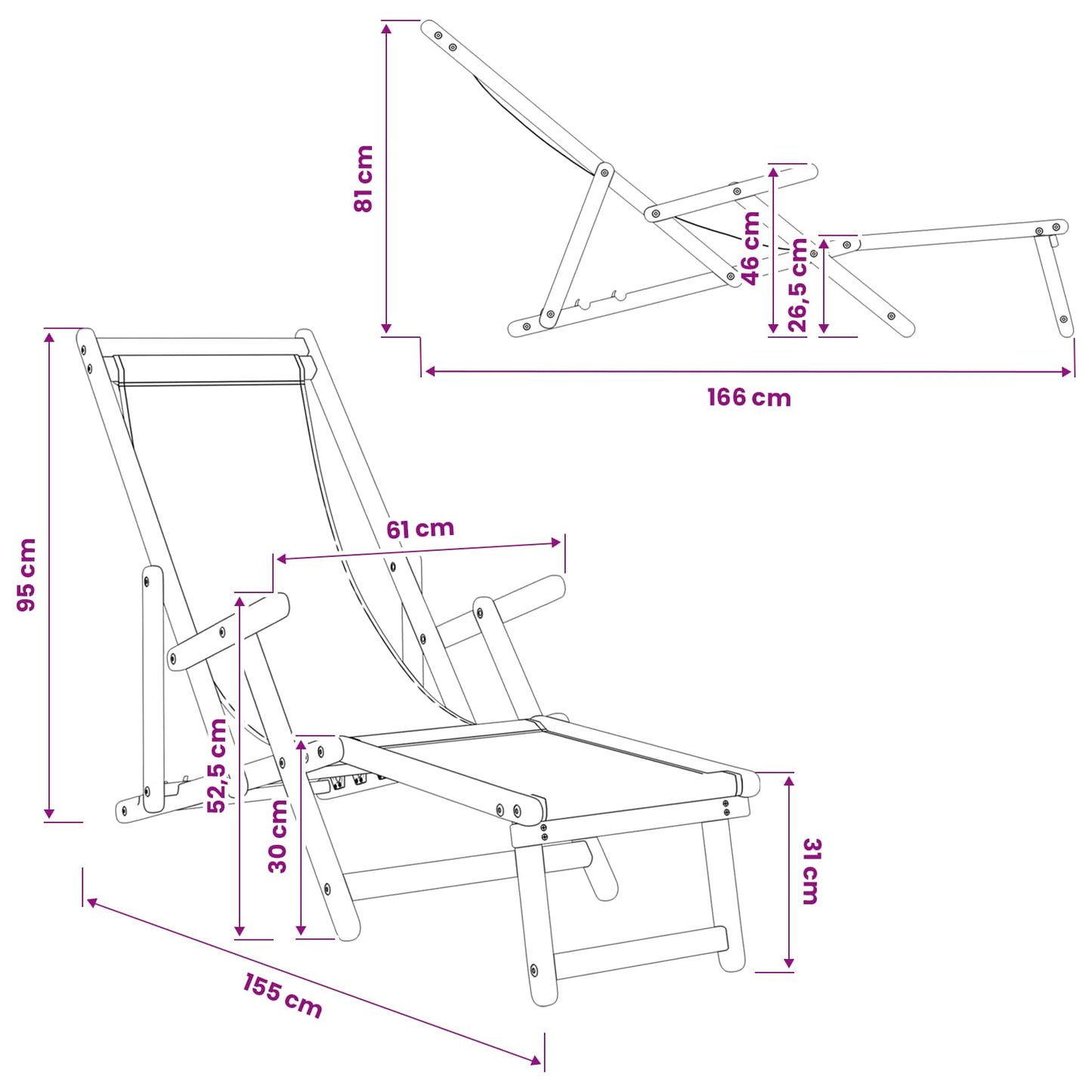 Folding Sun Lounger 2 pcs 3 Position Solid Eucalyptus Wood