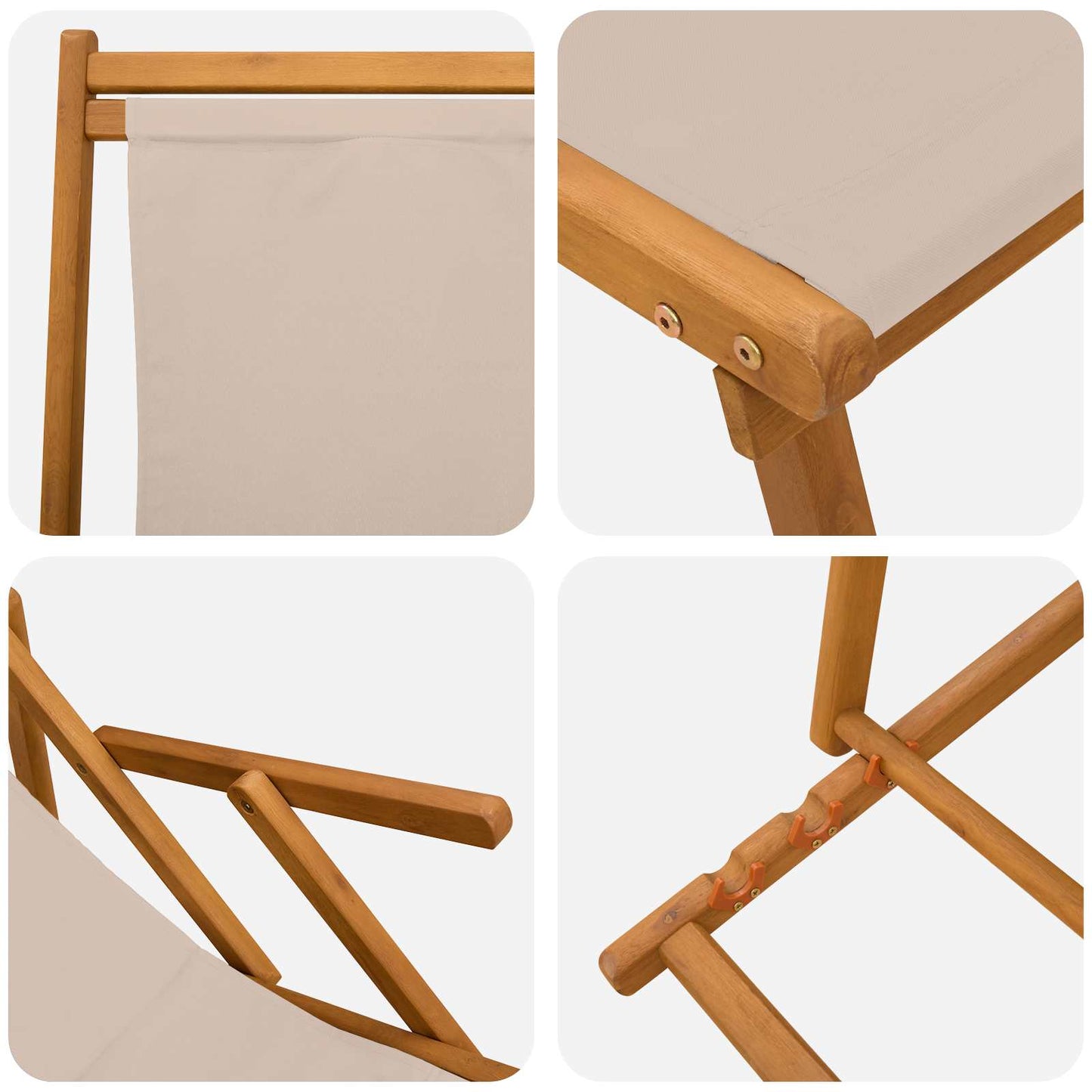 Folding Sun Lounger 2 pcs 3 Position Solid Eucalyptus Wood