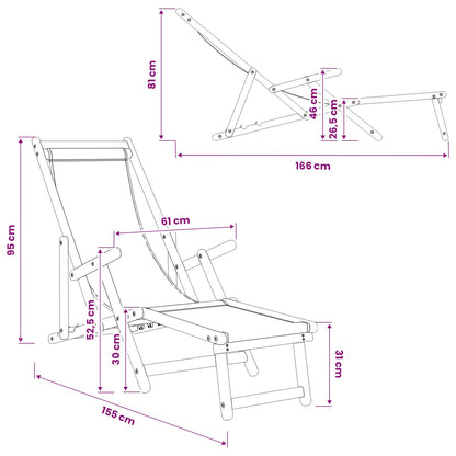 Folding Sun Lounger 2 pcs 3 Position Solid Eucalyptus Wood