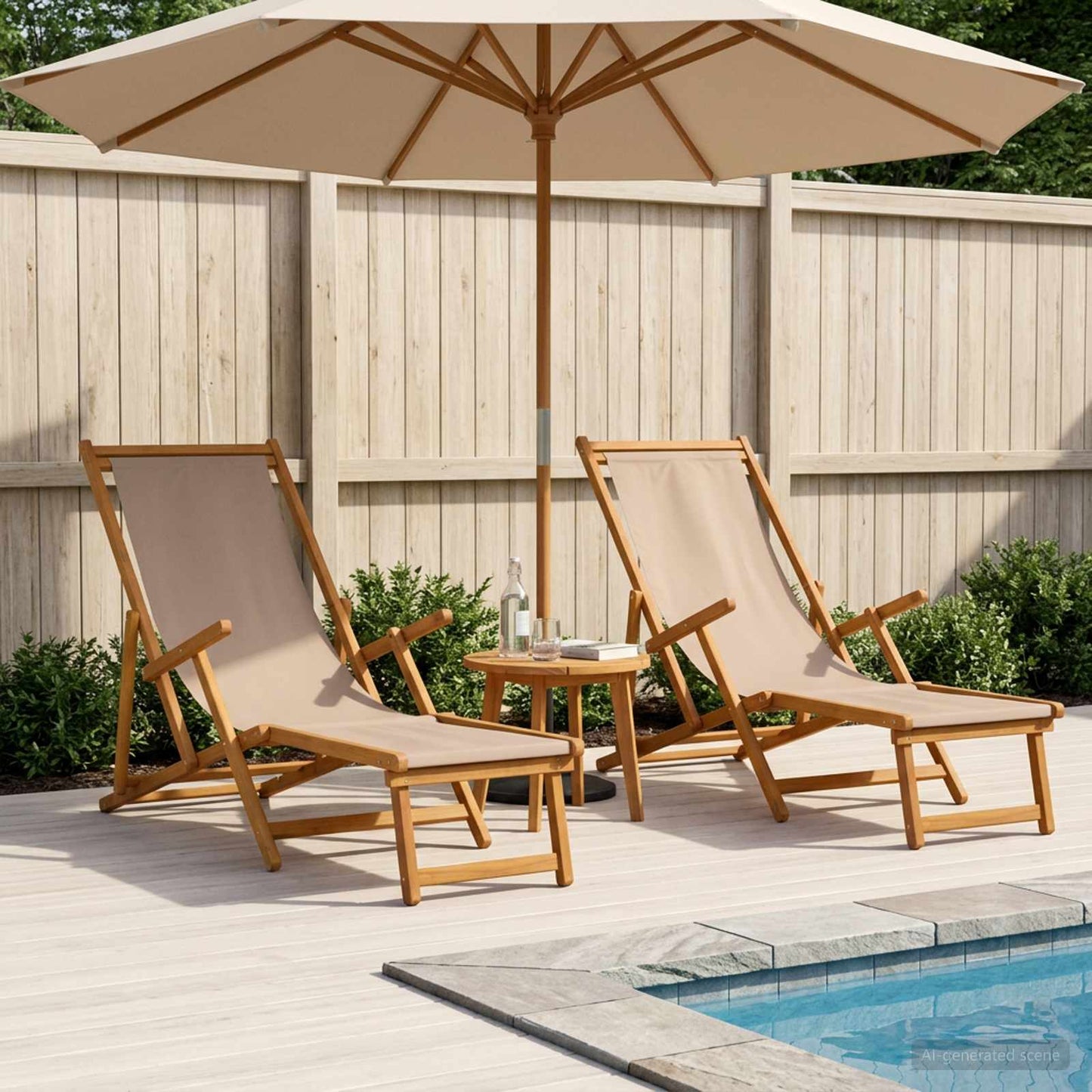 Folding Sun Lounger 2 pcs 3 Position Solid Eucalyptus Wood