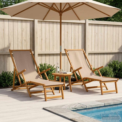 Folding Sun Lounger 2 pcs 3 Position Solid Eucalyptus Wood