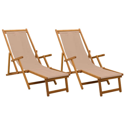 Folding Sun Lounger 2 pcs 3 Position Solid Eucalyptus Wood