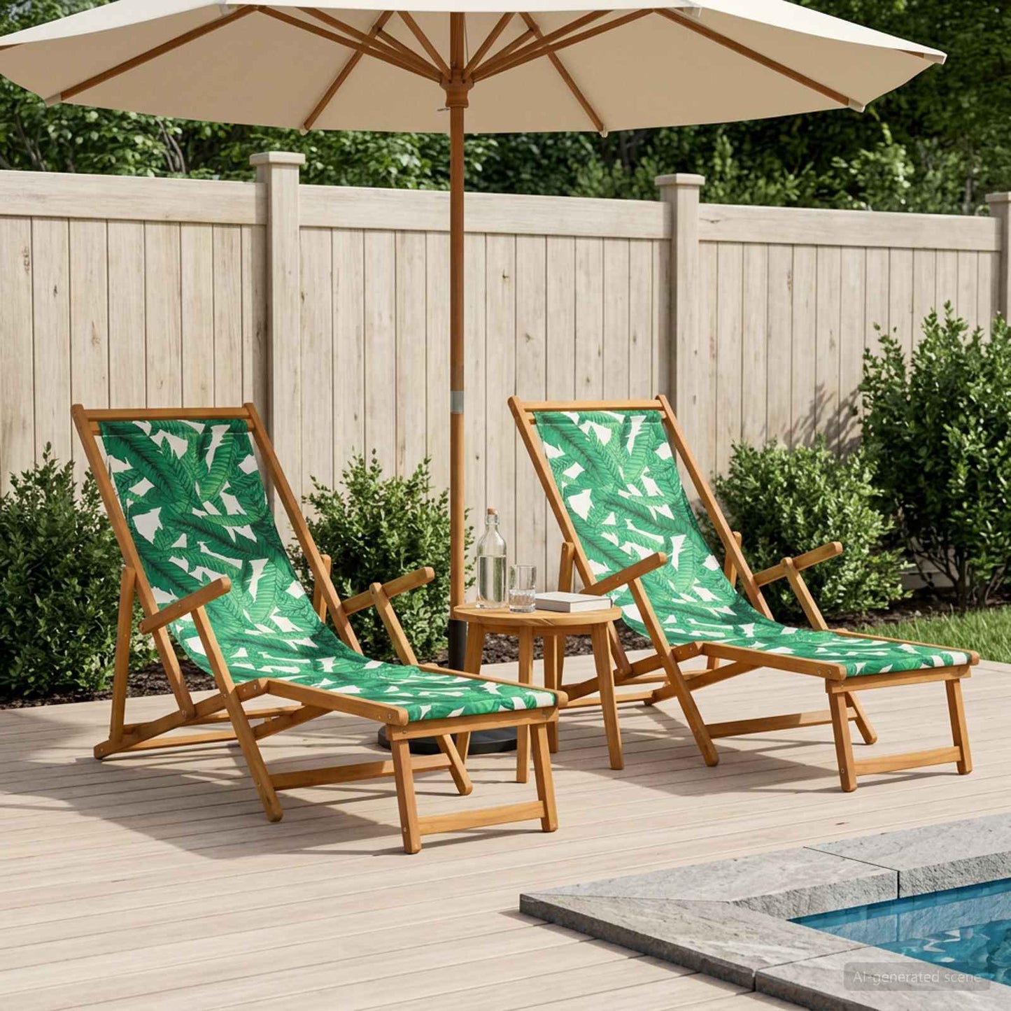 Folding Sun Lounger 2 pcs 3 Position Solid Eucalyptus Wood