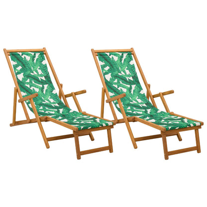 Folding Sun Lounger 2 pcs 3 Position Solid Eucalyptus Wood