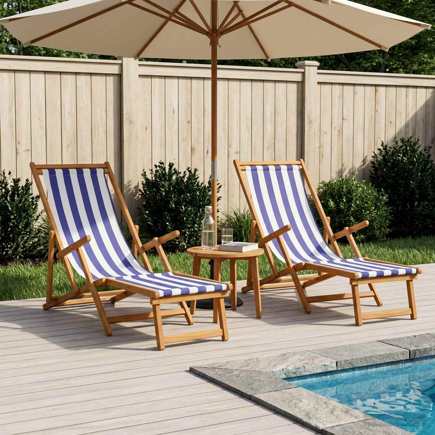 Folding Sun Lounger 2 pcs 3 Position Solid Eucalyptus Wood
