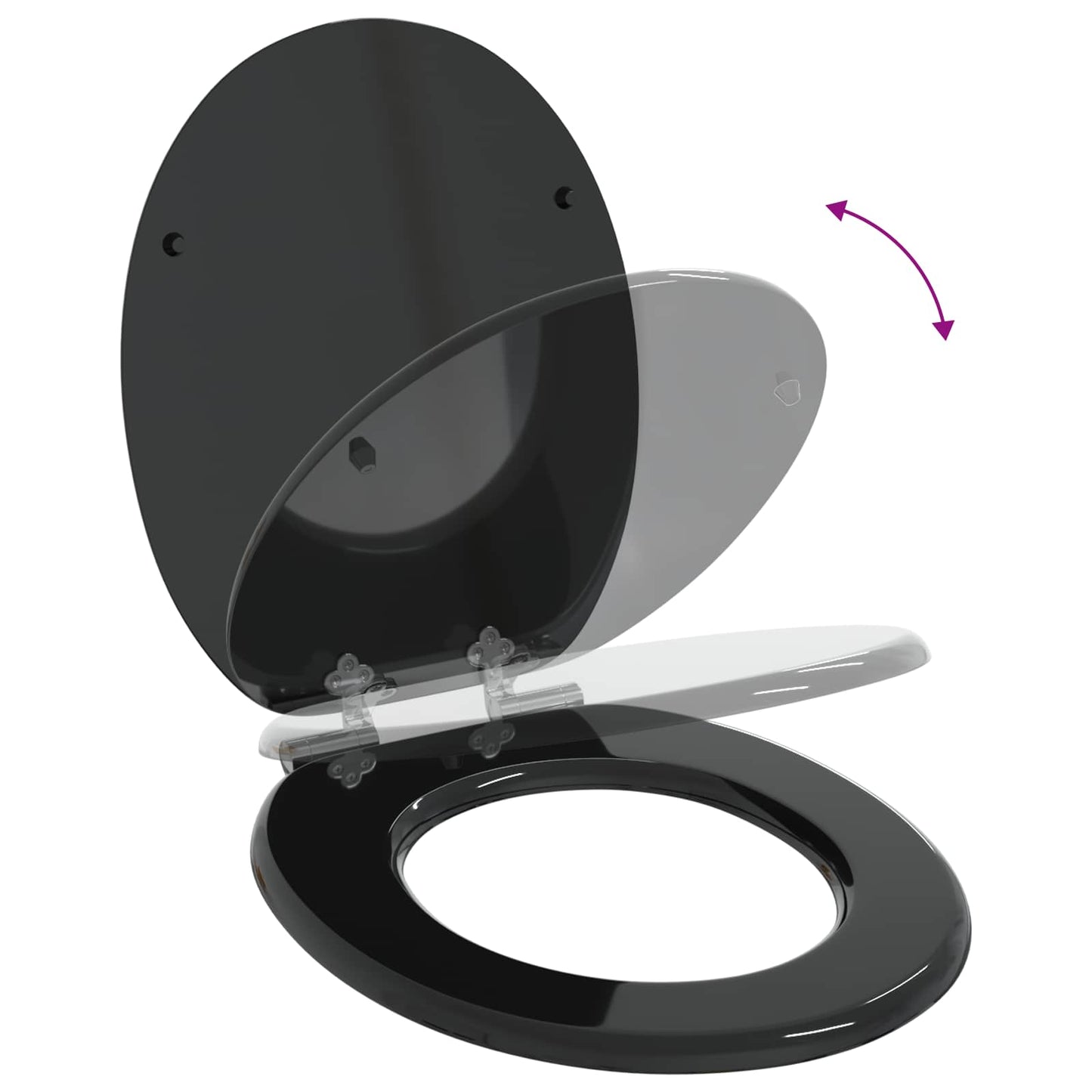 Soft-Close Toilet Seat Black 44 x 38 cm MDF board